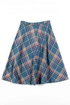 Blue & Purple Plaid Midi Skirt