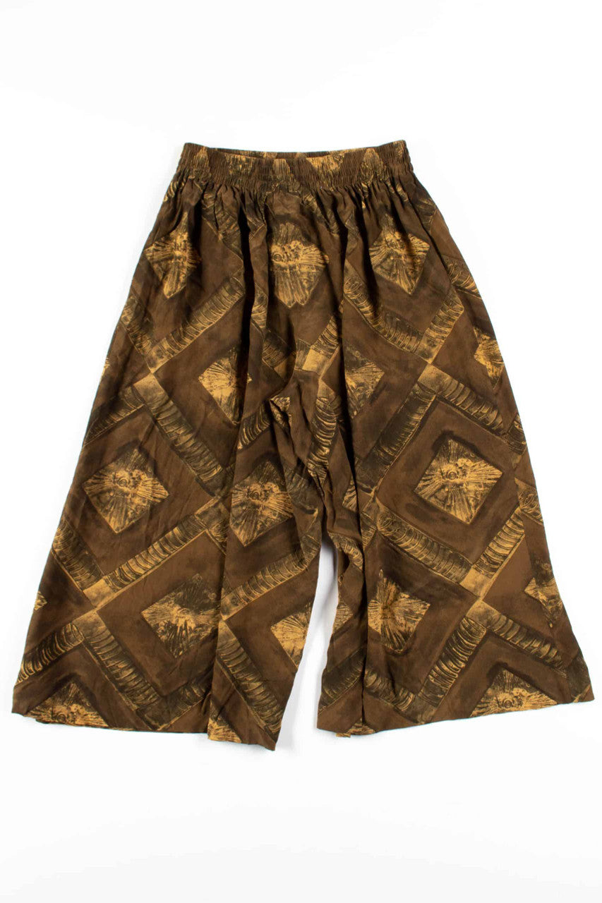 Olive Silk Patterned Culottes