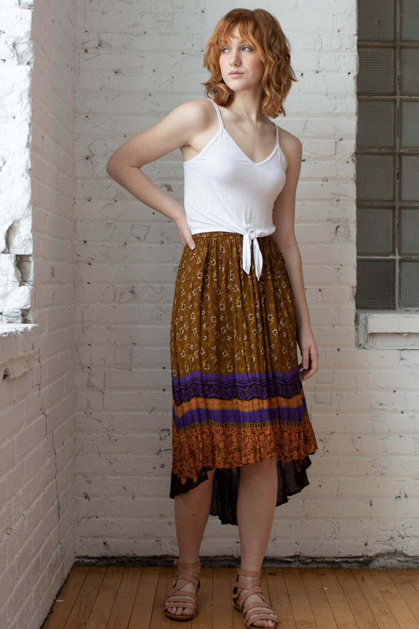 Floral High Low Hippie Skirt