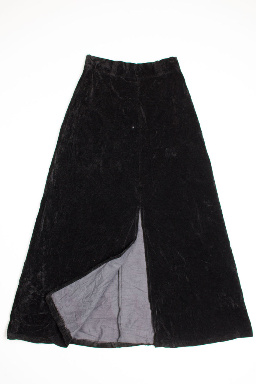 Vintage Black Velvet Maxi Skirt