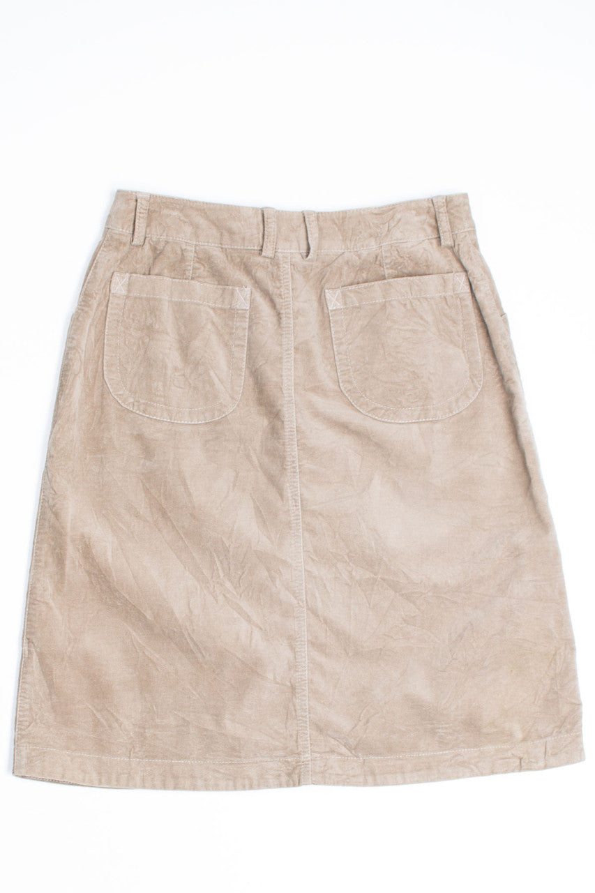 Tan Velvet Pocket Skirt