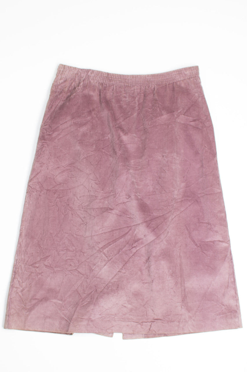 Vintage Mauve Button Front Corduroy Skirt