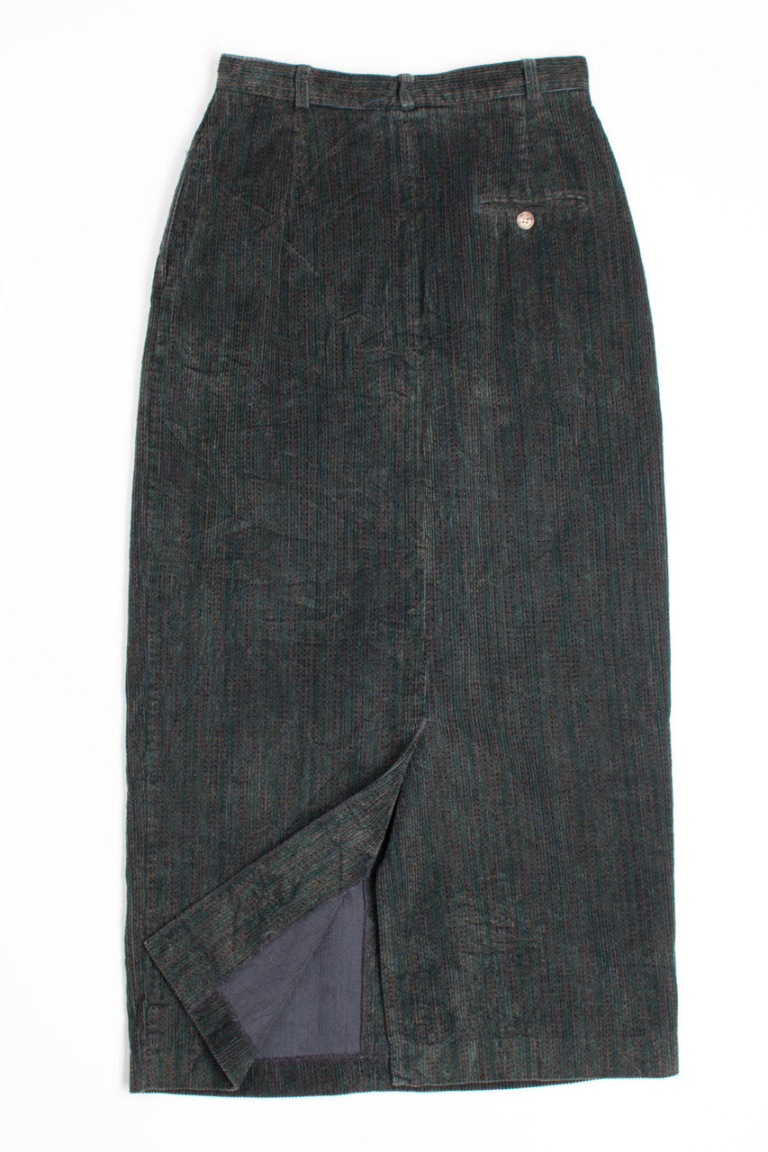 Dark Green Corduroy Pencil Skirt