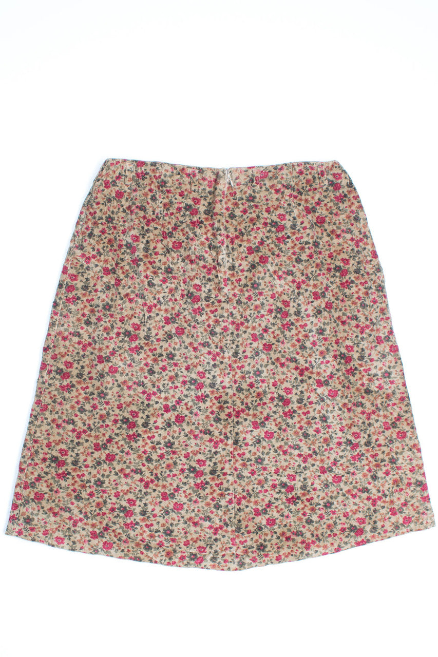 Tan Ditsy Floral Corduroy Skirt
