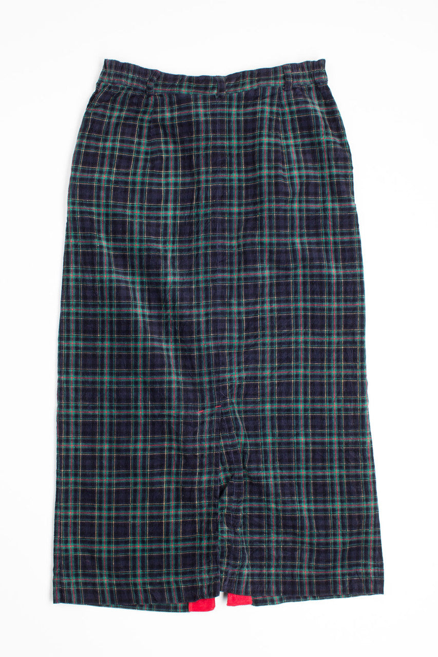 Vintage Green Tartan Button Front Skirt