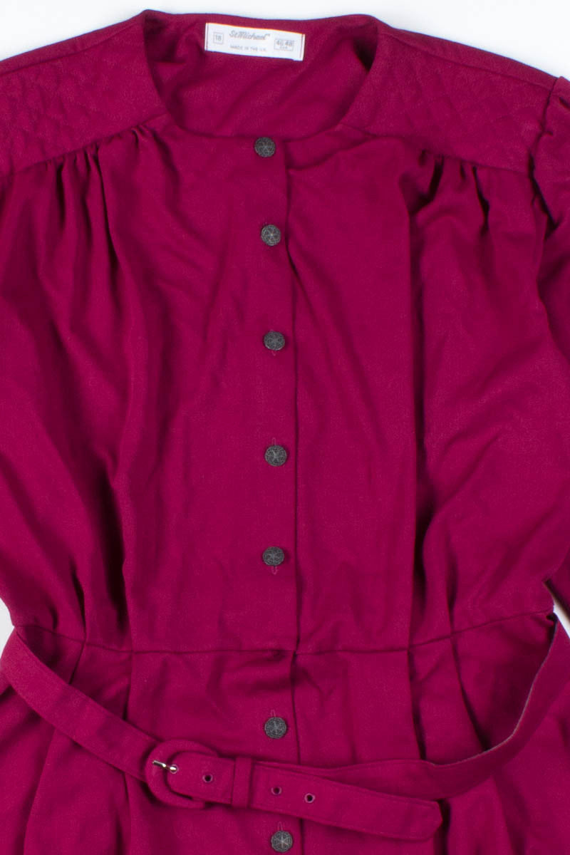 Wine Red Button-Up Dress