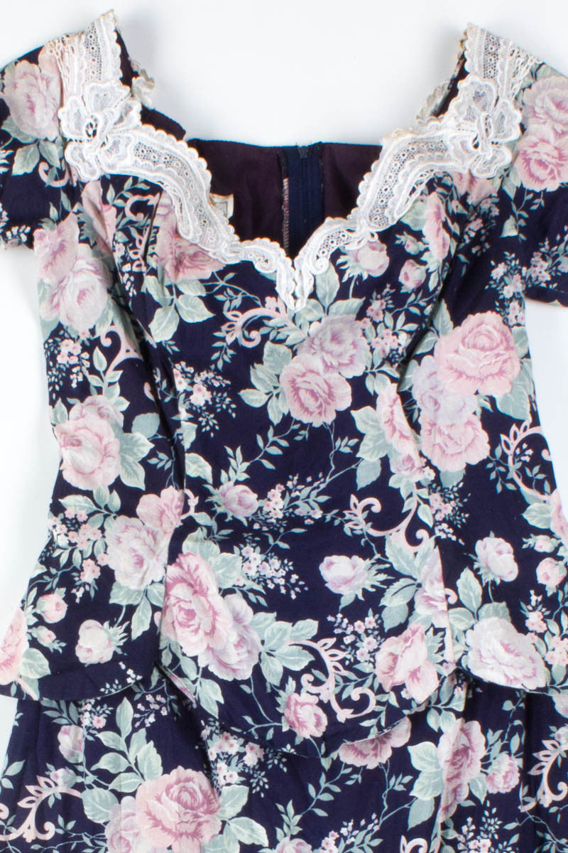 Navy Floral Bridal Dress