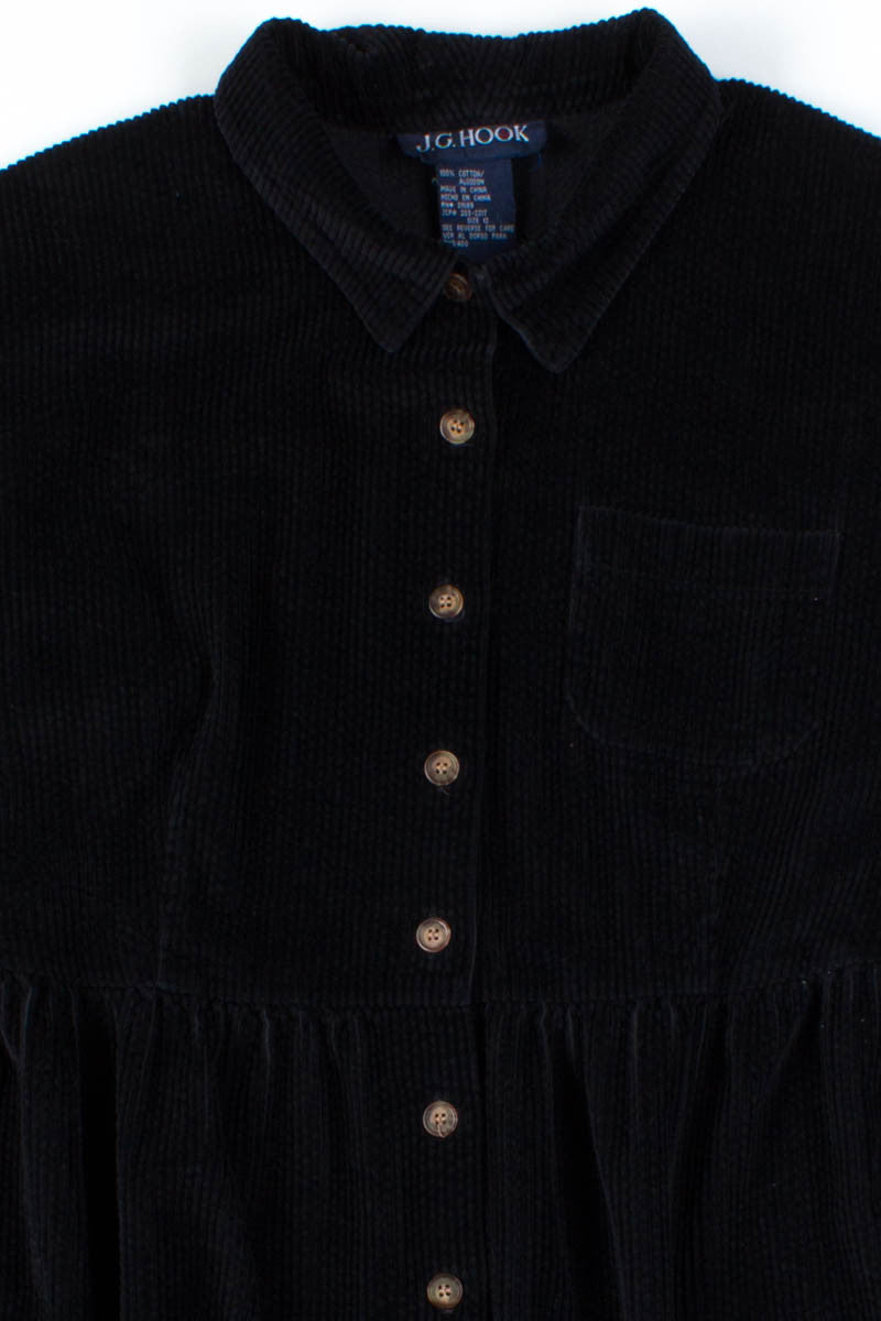 Black Corduroy Shirt Dress