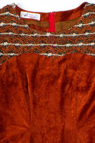 Burnt Orange Velvet Mini Dress