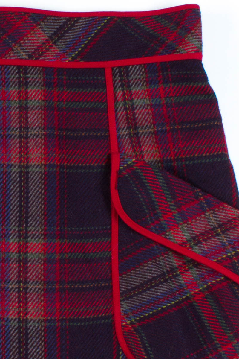 Red Wool Plaid Skirt