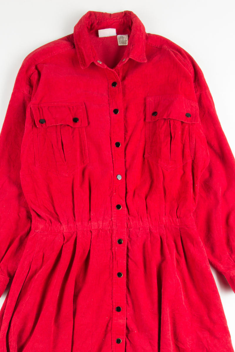 red corduroy shirt dress Red corduroy shirt dress