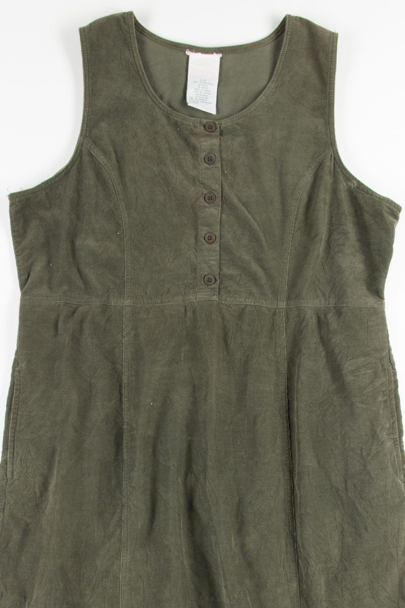 Olive Empire Waist Corduroy Dress