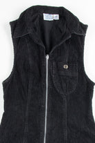 Black Drop Waist Corduroy Dress