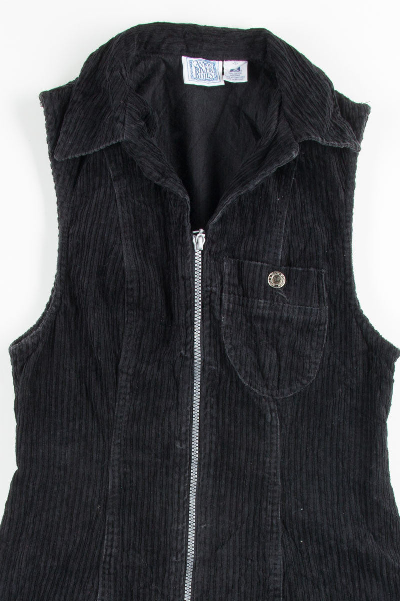 Black Drop Waist Corduroy Dress