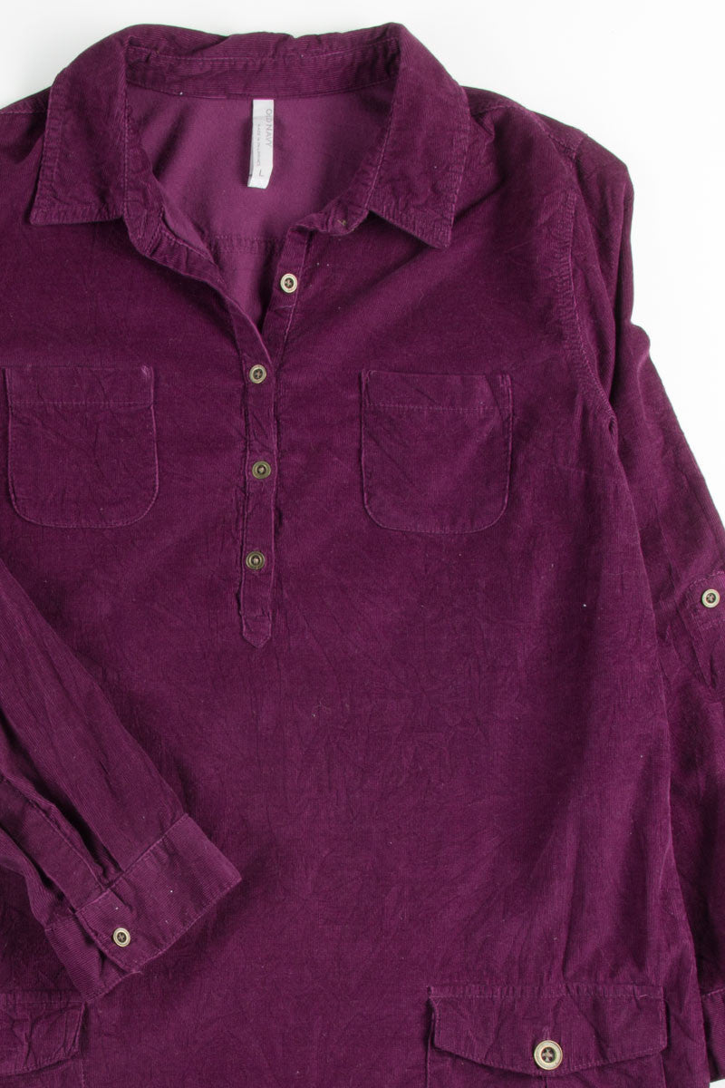 Plum Corduroy Shirt Dress