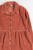 Coral Corduroy Shirt Dress