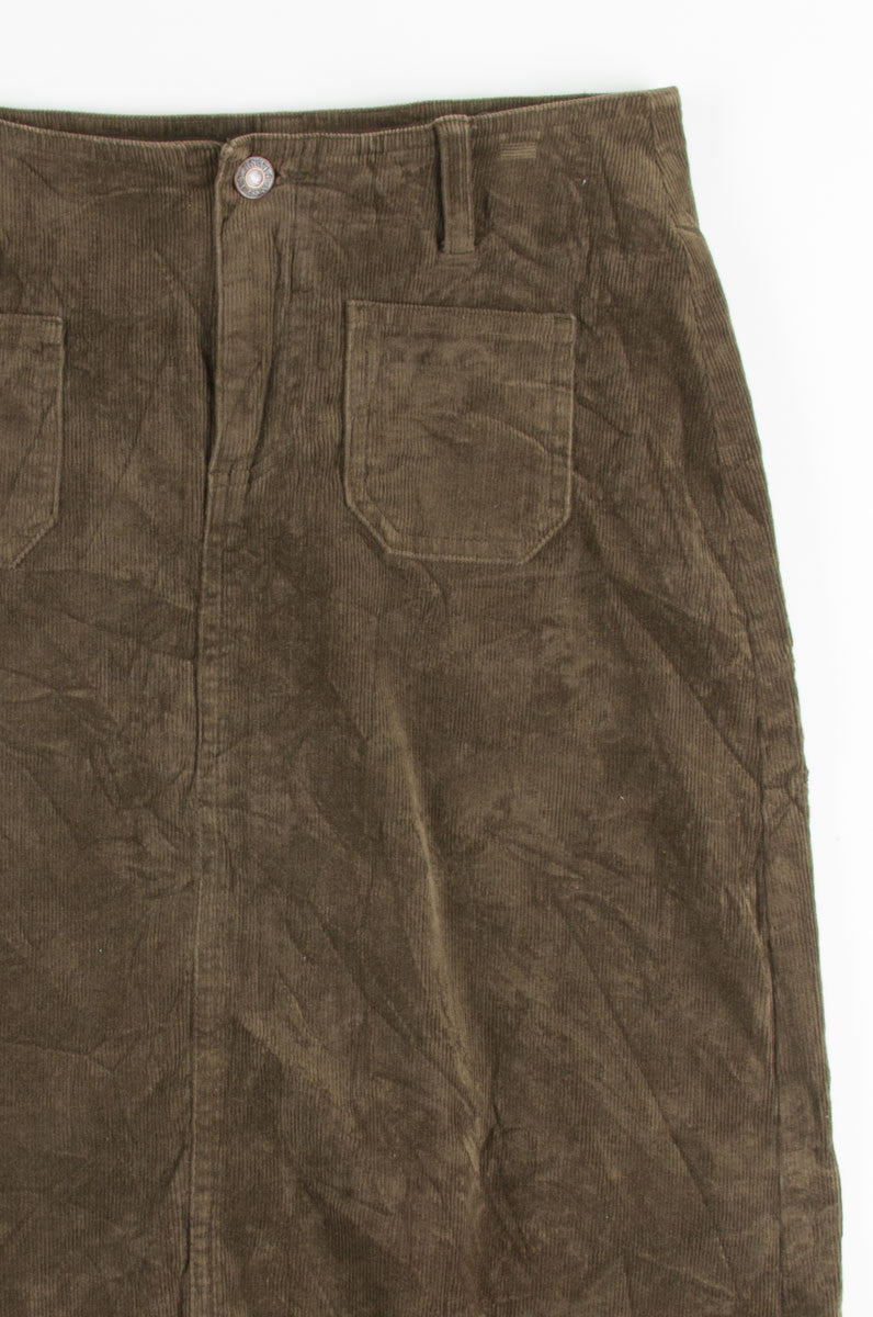 Olive Corduroy Pencil Skirt