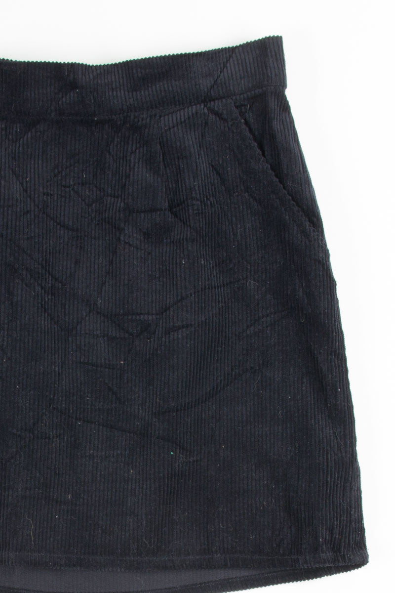 Black Corduroy Mini Skirt