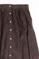 Brown Corduroy Button Front Maxi Skirt