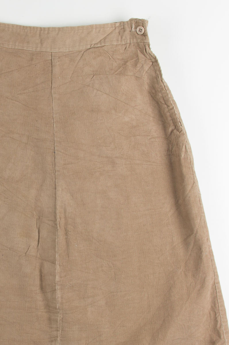 Tan Corduroy Midi Skirt