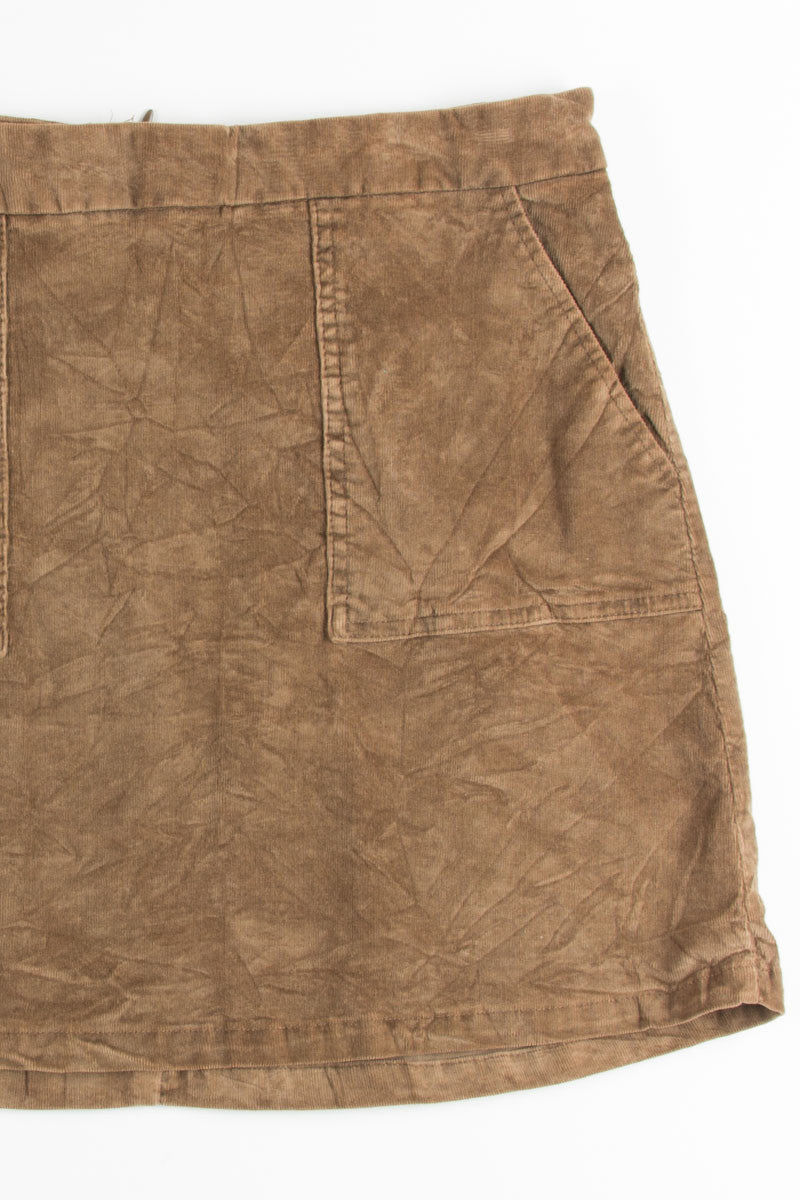 Beige Corduroy Mini Skirt