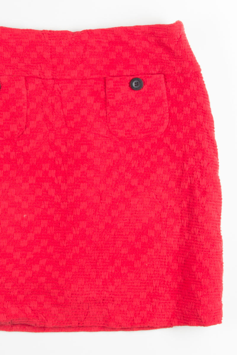 Red Patterned Mini Skirt