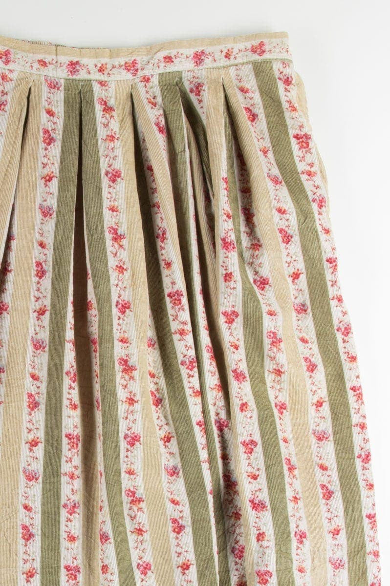 Floral Striped Corduroy Maxi Skirt