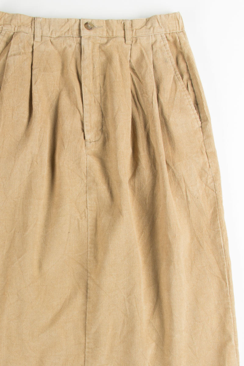 Tan Lands' End Corduroy Skirt
