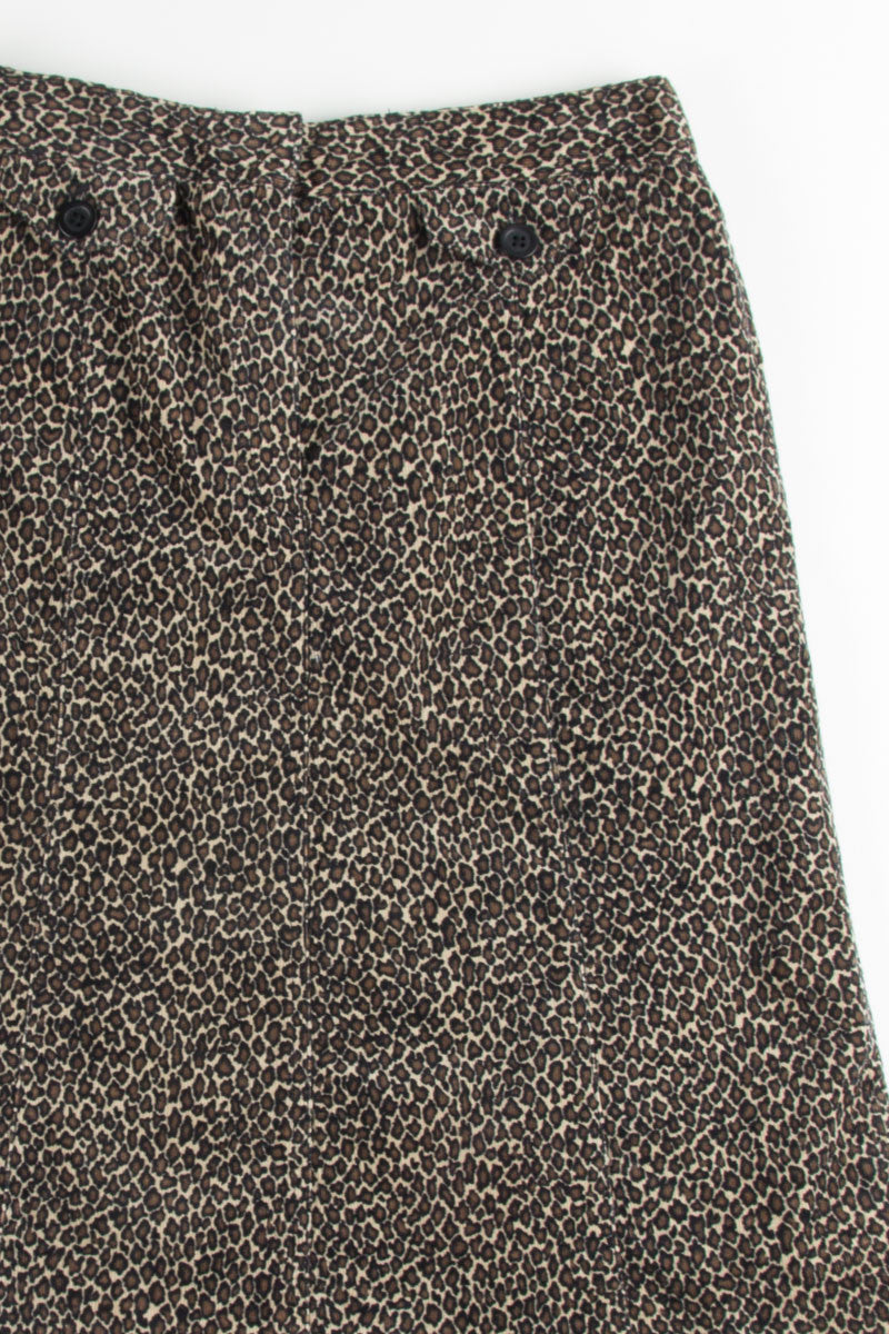 Leopard Print Corduroy Skirt