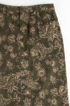 Green Floral Corduroy Maxi Skirt