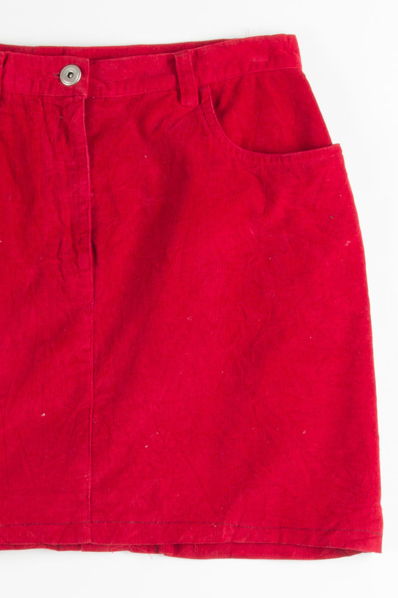 Red Corduroy Mini Skirt