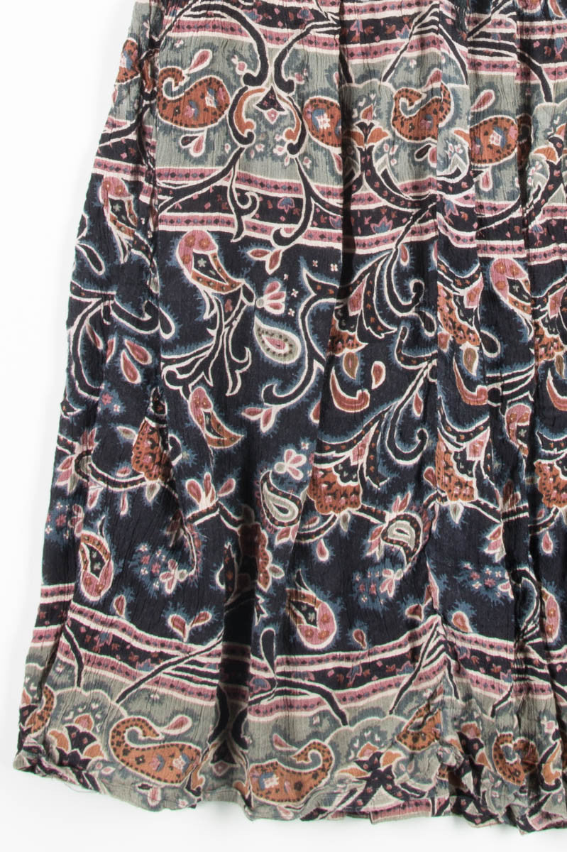 Grey & Navy Paisley Hippie Skirt