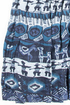 Blue Character Patterned Hippie Skirt