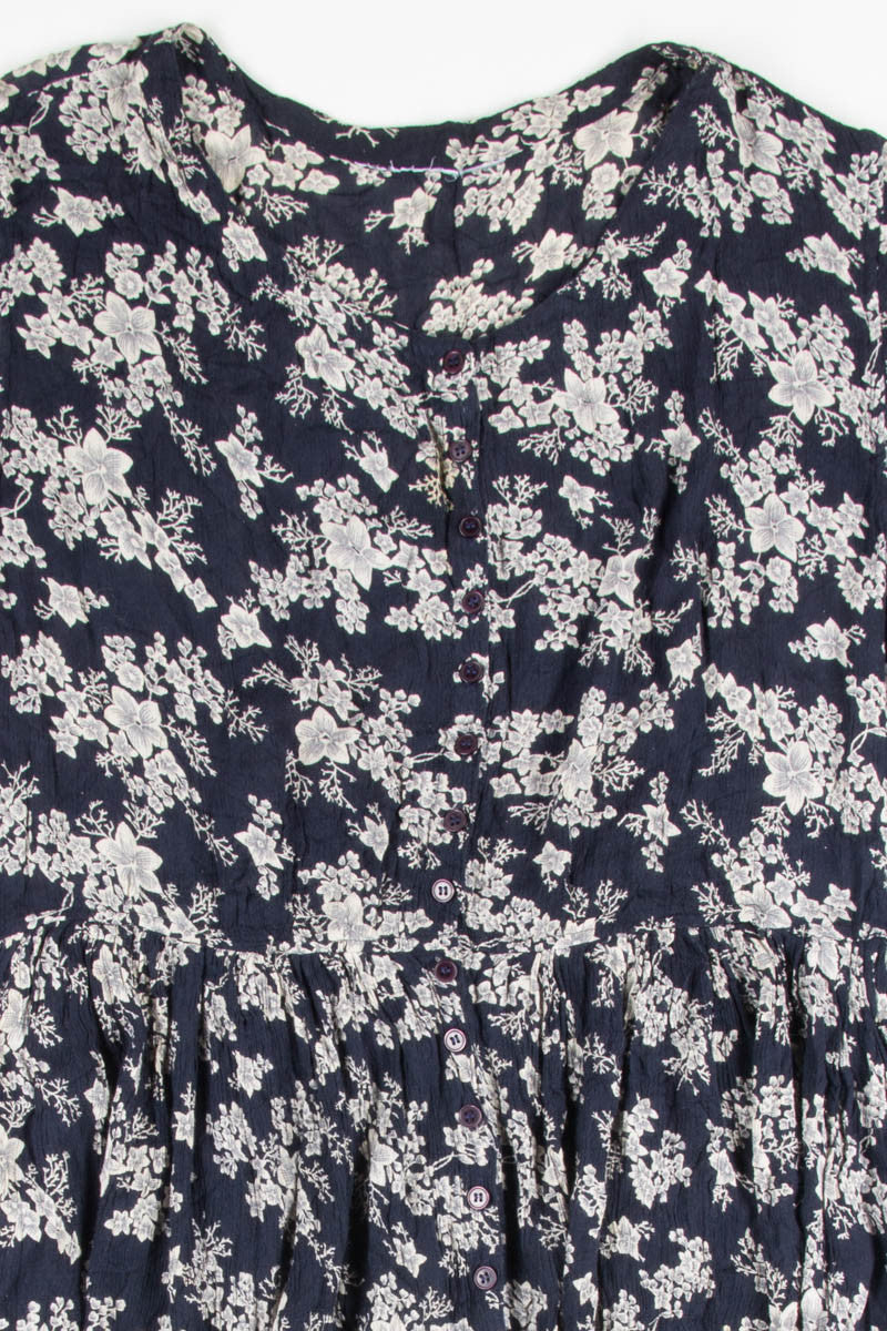 Blue Floral Print Sundress