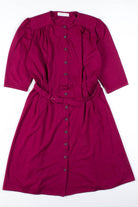 Wine Red Button-Up Dress