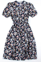 Navy Floral Button-Up Dress