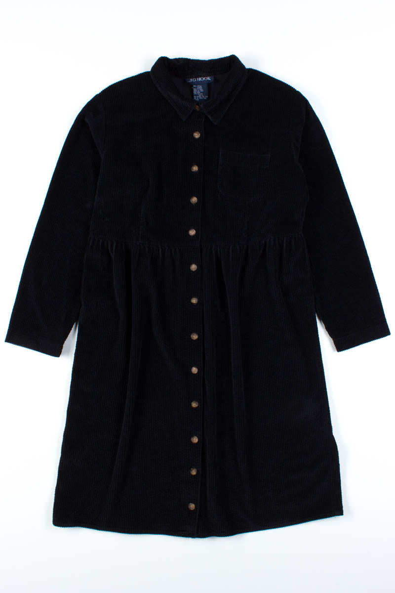 Black Corduroy Shirt Dress