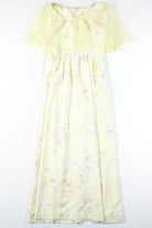 Yellow Mesh Ruffle Floral Vintage Dress