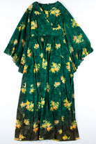 Green Floral Wrap Dress