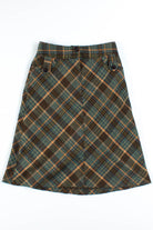 Brown Wool Plaid Skirt
