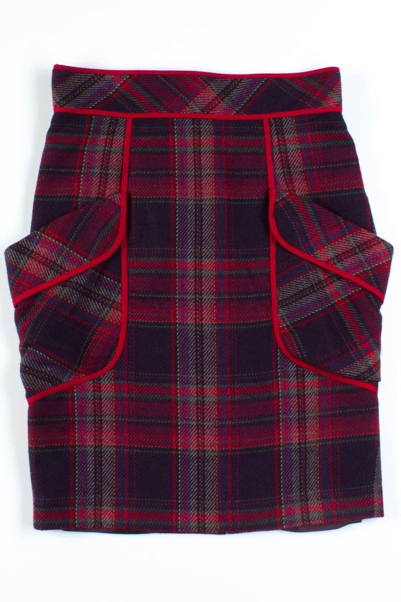 Red Wool Plaid Skirt