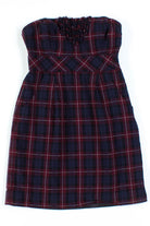 Navy Plaid Tube Dress