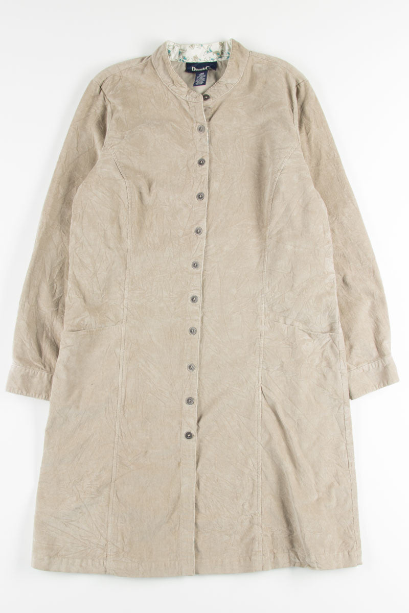 Tan Corduroy Shirt Dress