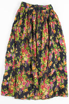Black Floral Crinkle Hippie Skirt 1