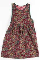 Red Paisley Floral Corduroy Dress