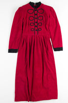 Burgundy Corded Detail Corduroy Dress
