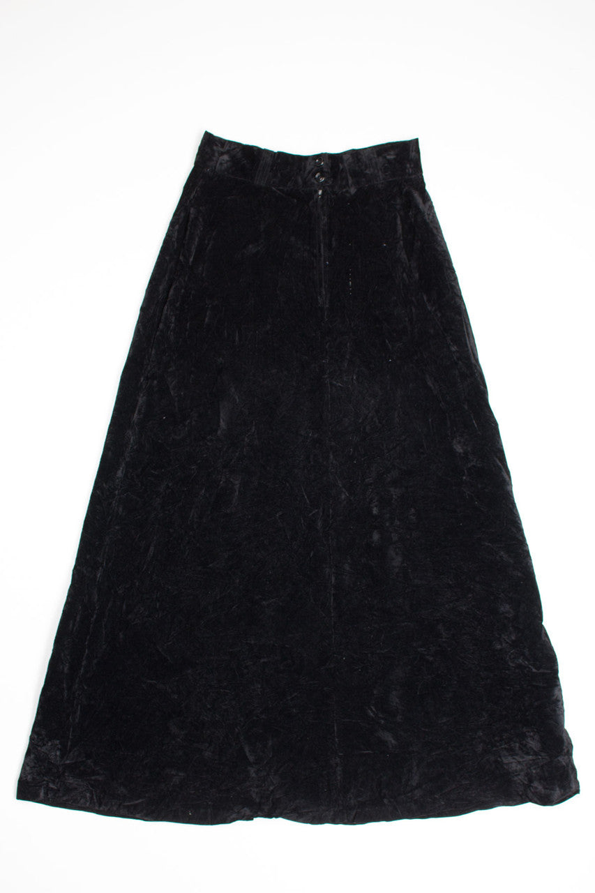 Vintage Black Velvet Maxi Skirt
