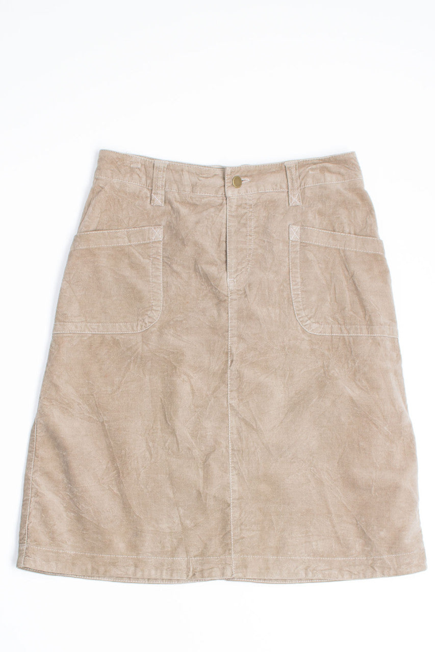 Tan Velvet Pocket Skirt