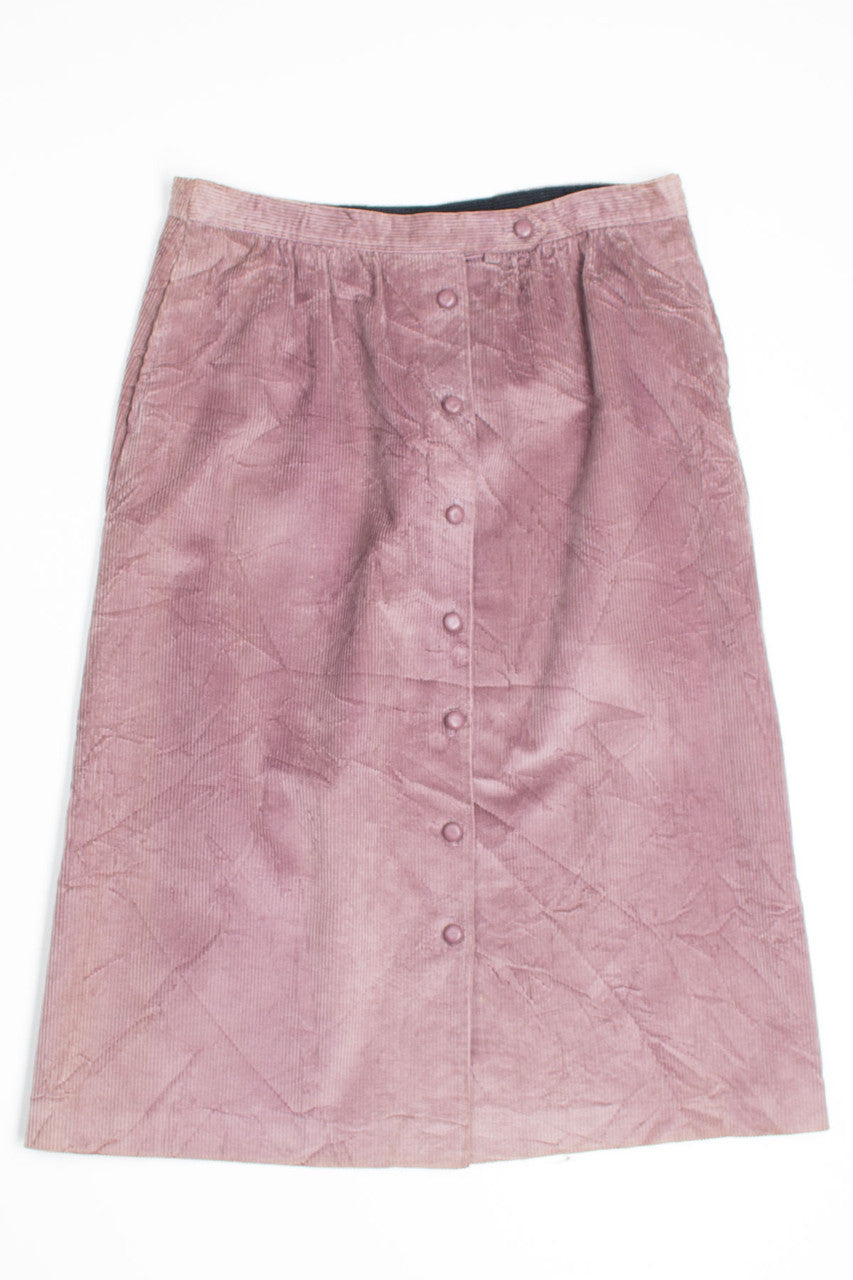 Vintage Mauve Button Front Corduroy Skirt