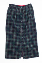 Vintage Green Tartan Button Front Skirt